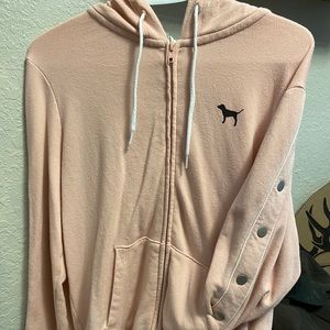 PINK large zip up with buttons down sleeves